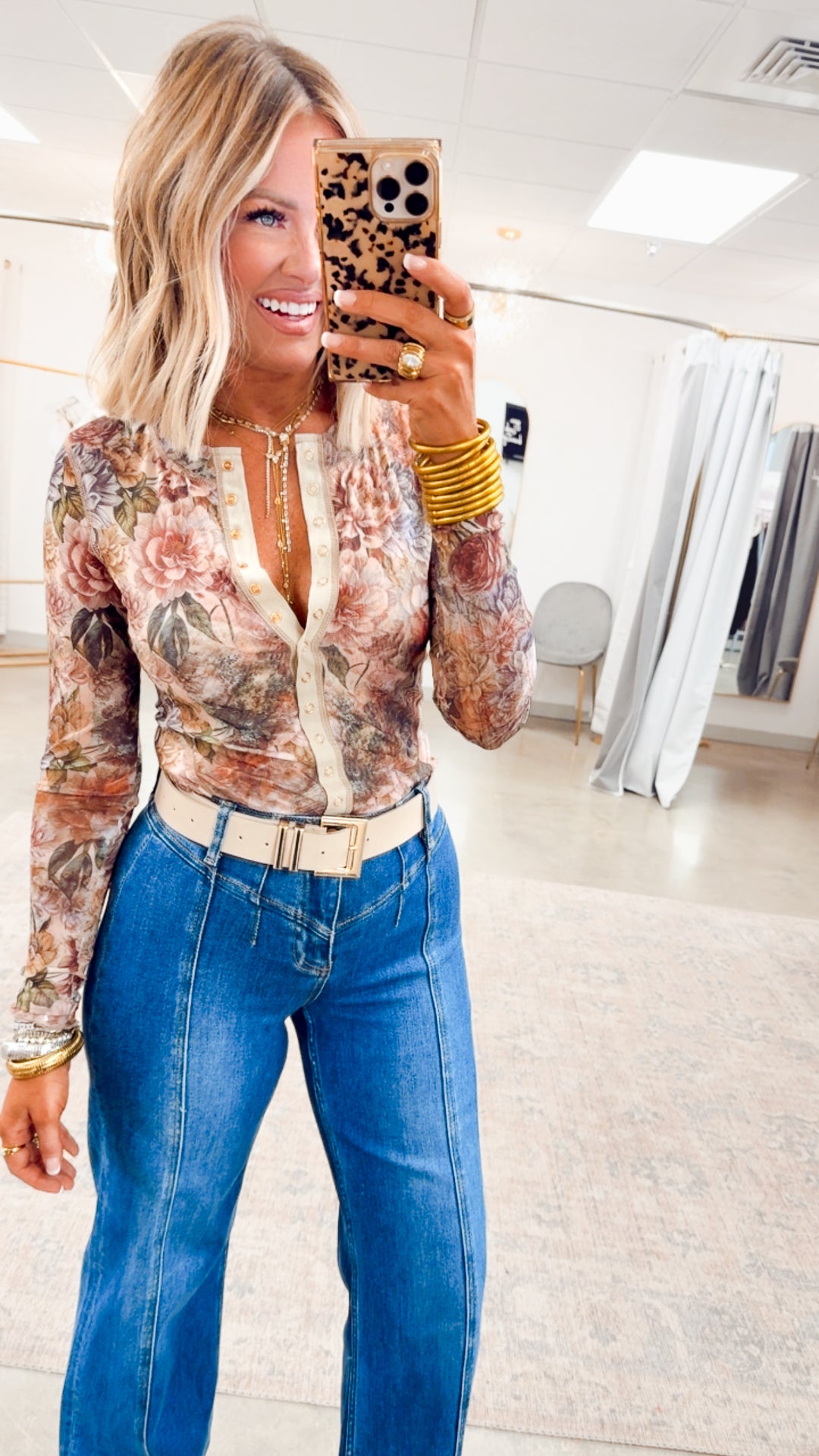 Abigail Front Snap Mesh Top