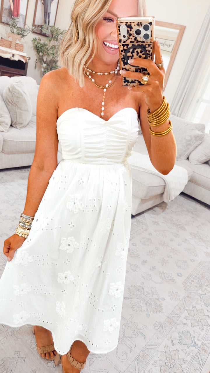 Maribel Lace Embroidered Midi Dress