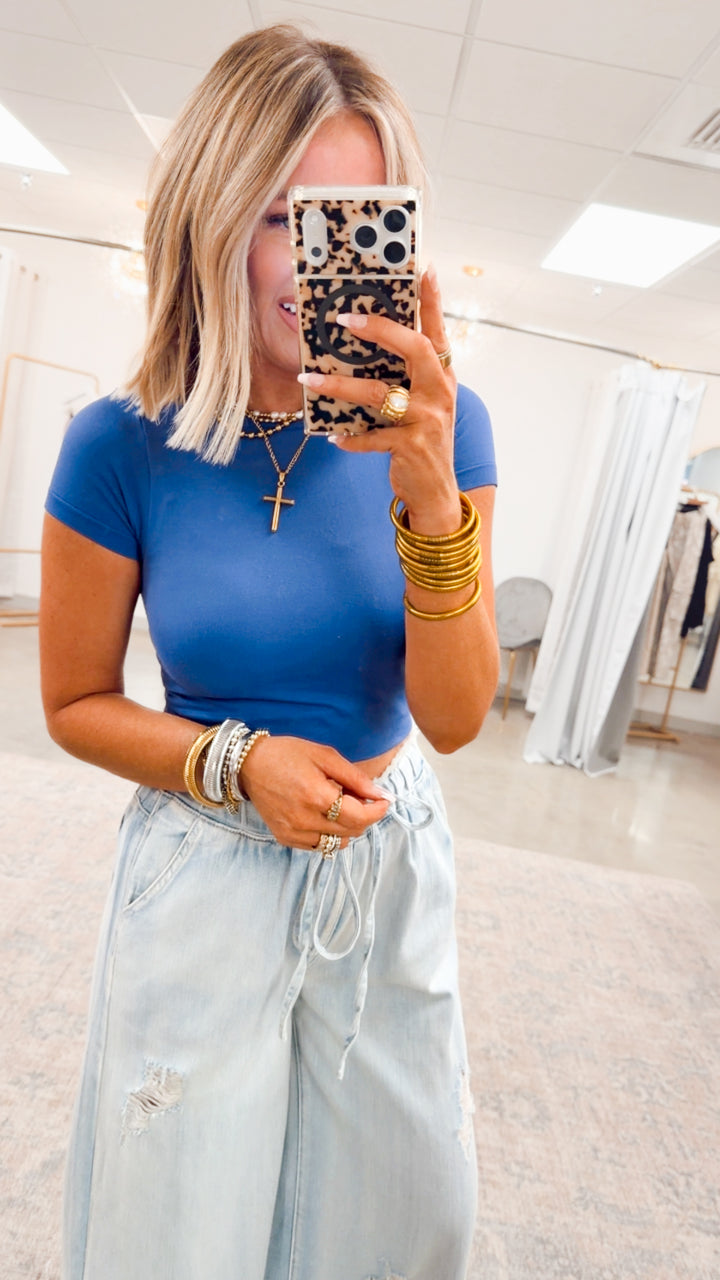 Seamless Crewneck Top-Marlin