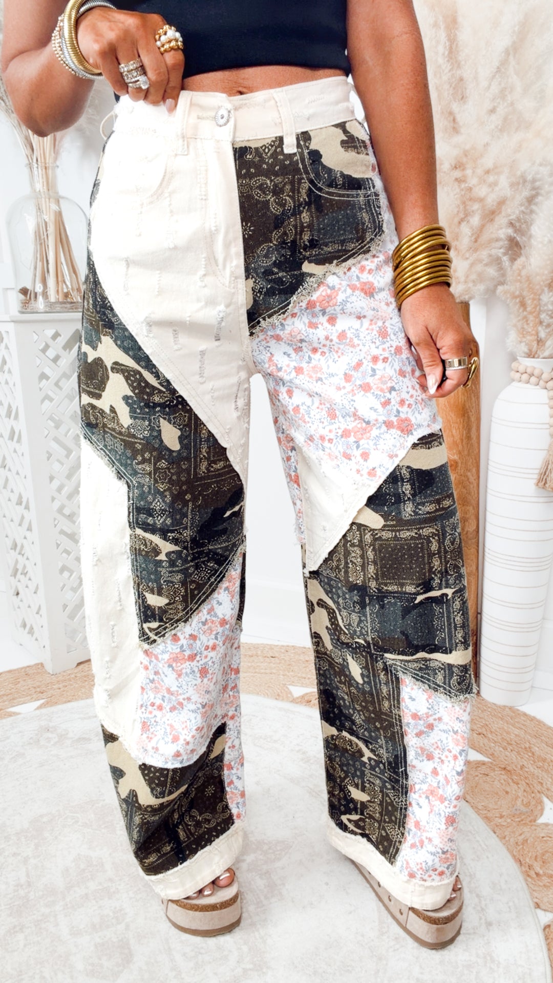 The Bohemian Patchwork Pants-Camo