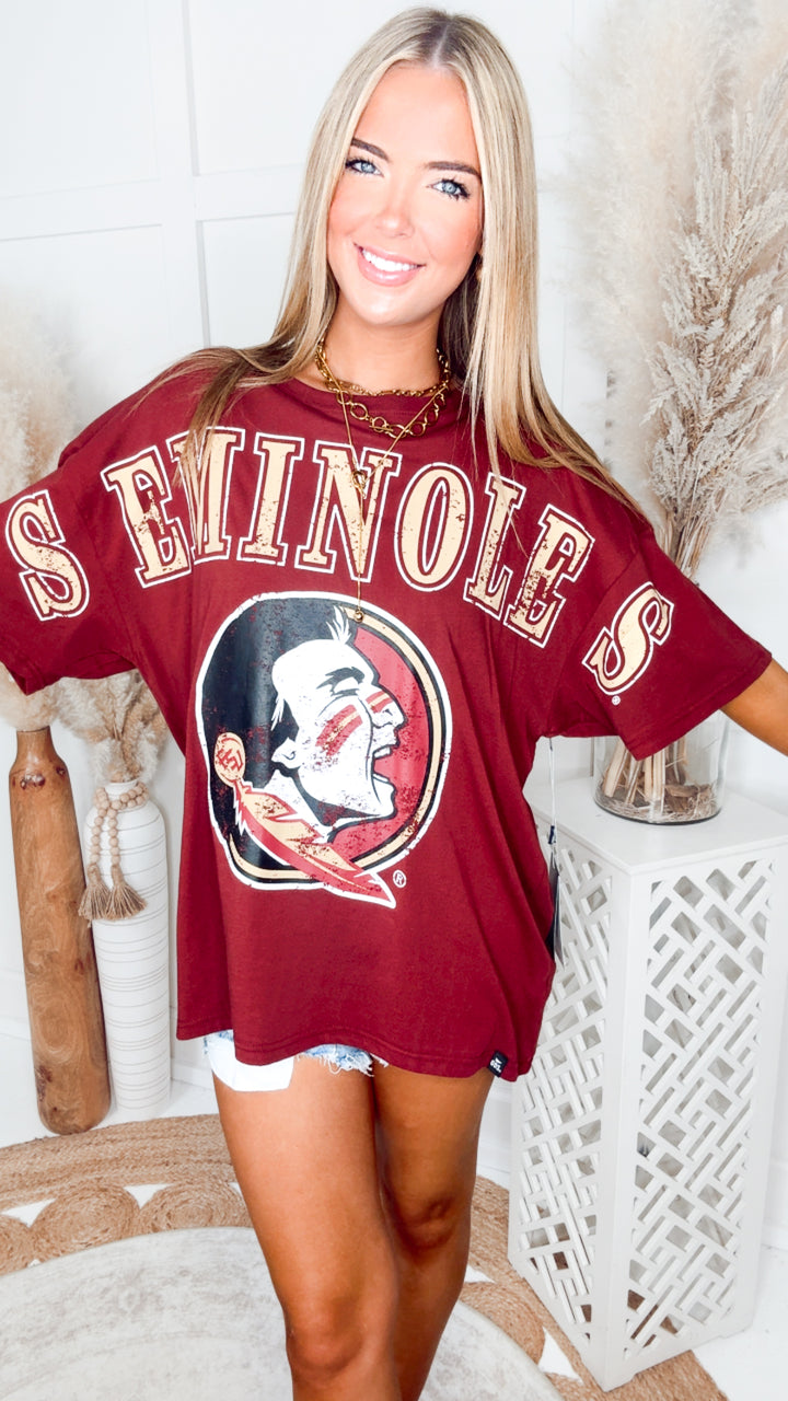 FSU Oversized Tee-Maroon