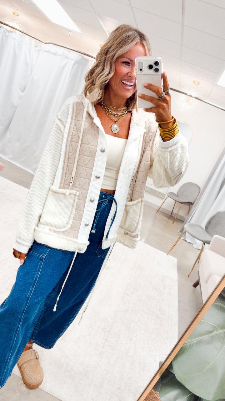 The Ashbury Layered Hoodie Jacket-Cream/Beige