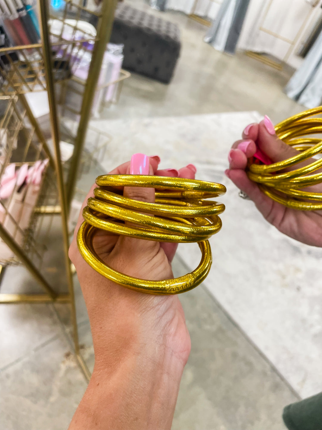 BudhaGirl Gold All Weather Bangles (Set of 6) Serenity Prayer