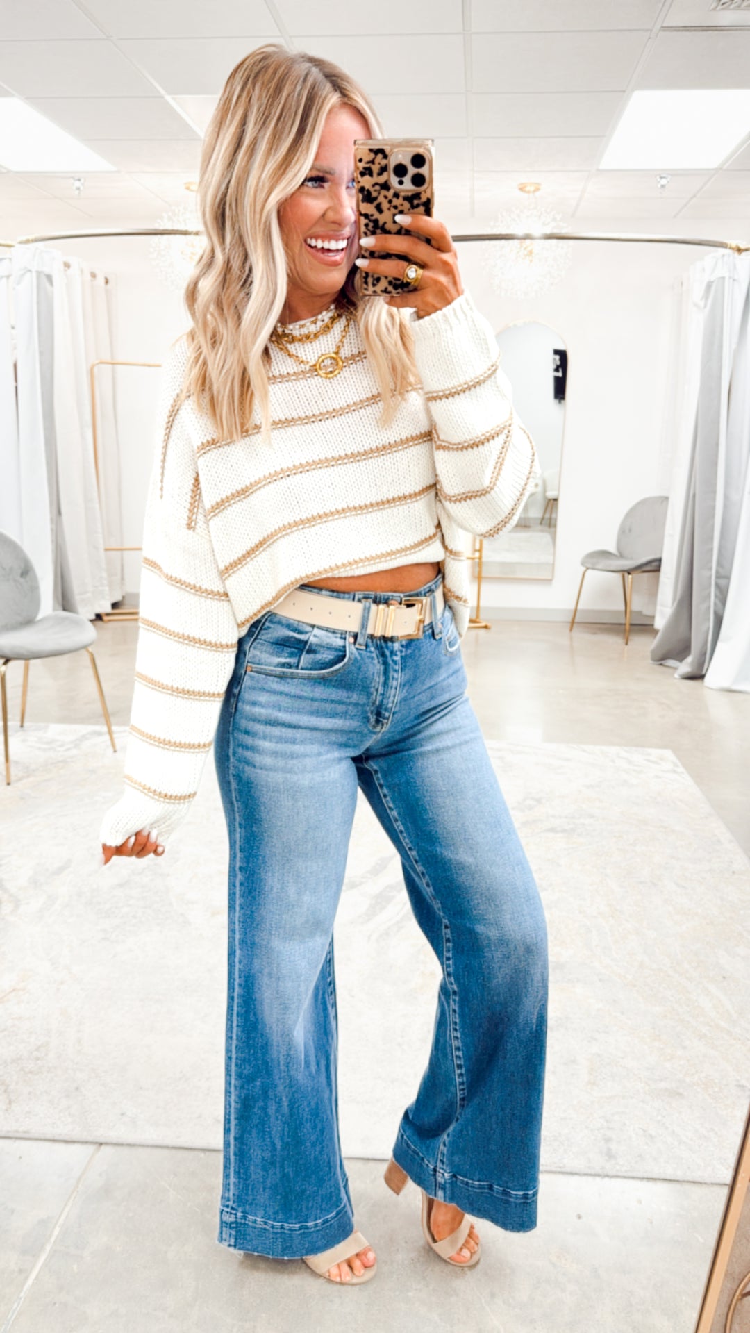 Willowtrail Crochet Sweater-Off White/Taupe