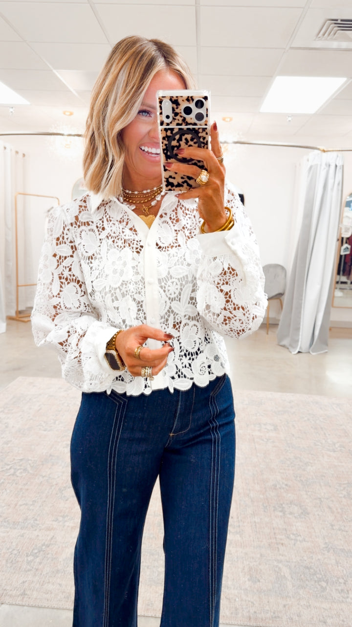 Simone Lace Button Up Top