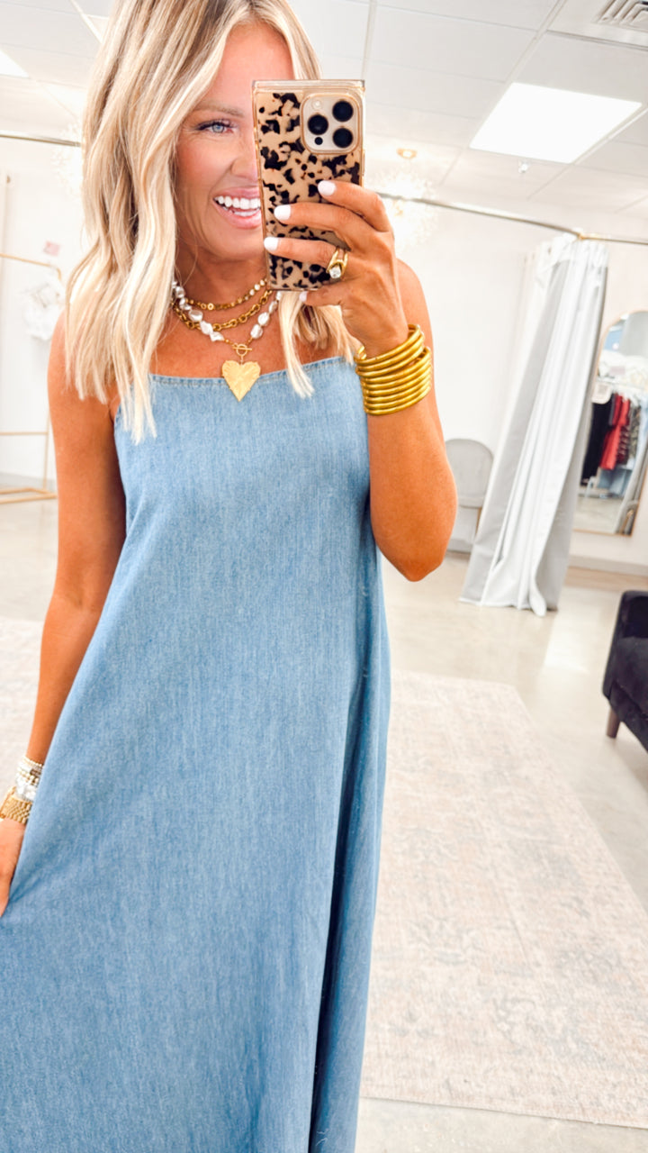 Country Fields Cami Dress-Denim