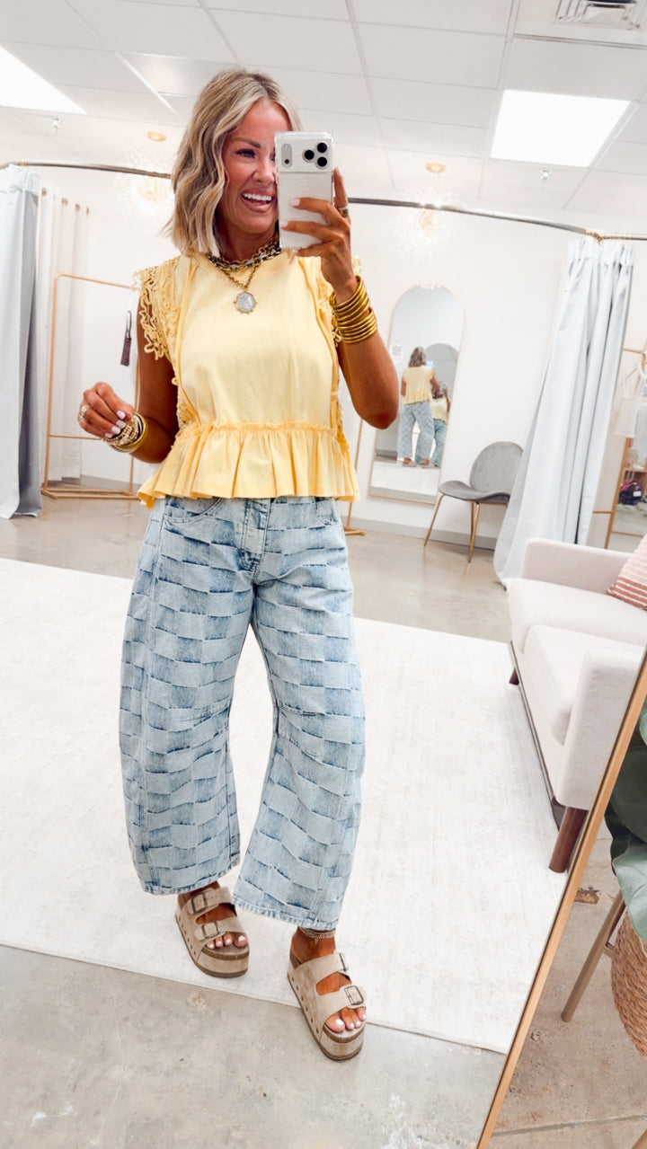 Wisteria Lace Top-Butter Yellow