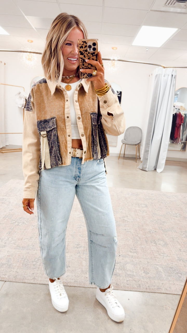 Corduroy Colorblock Top