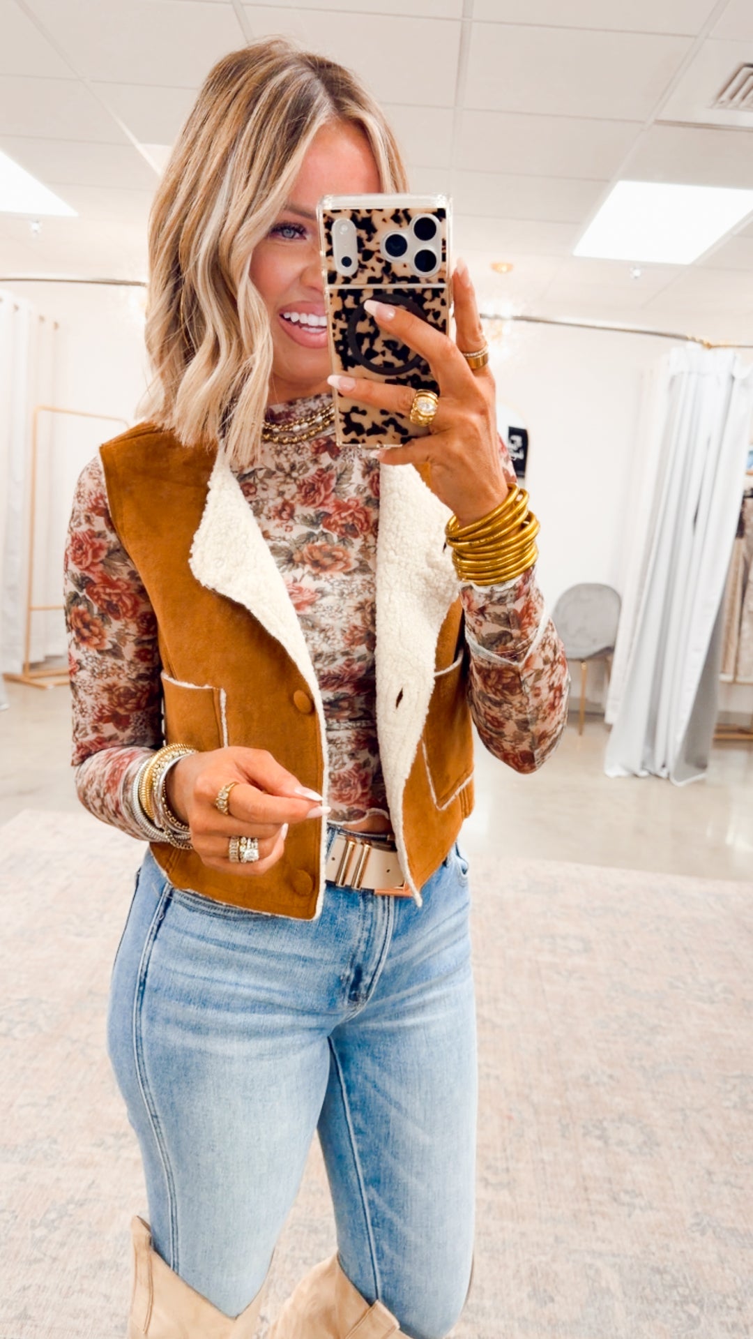 Dreamy Plush Vest-Caramel