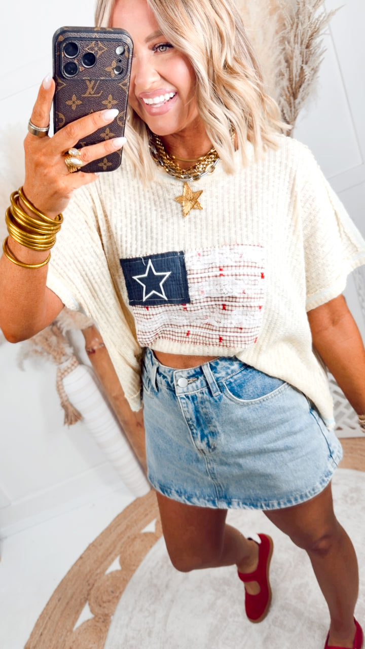 The Freedom Flag Tee-Butter Milk