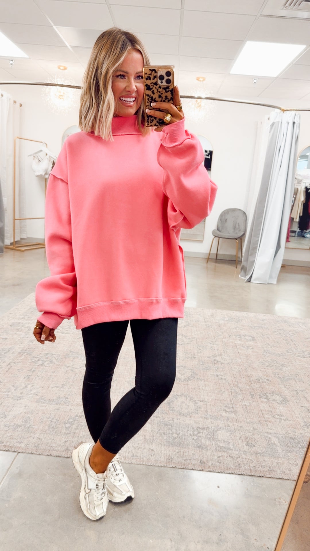 Pink Reversible Mock Neck Sweatshirt