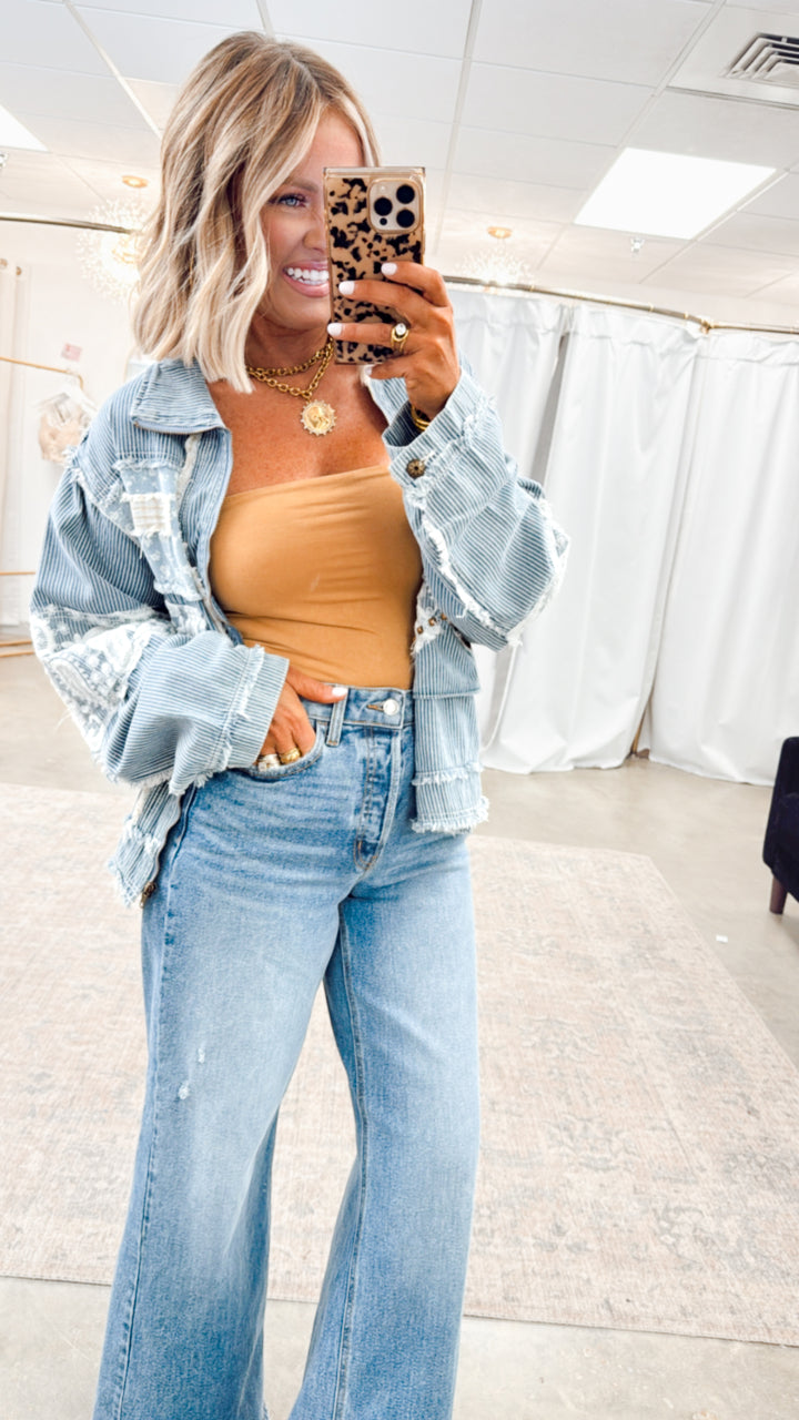 Striped Denim Twill Jacket