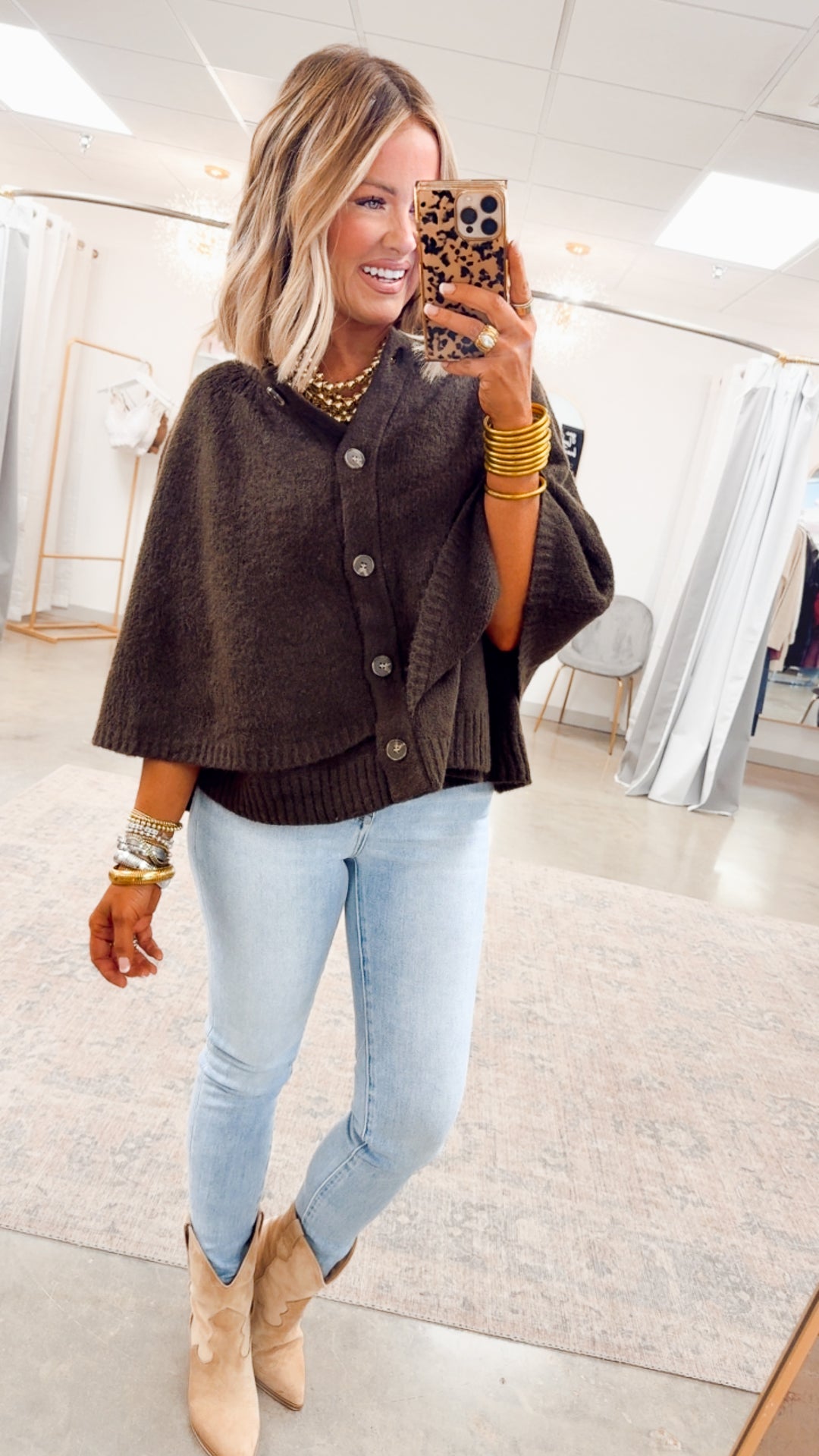 Sweater Cape Cardigan-Espresso