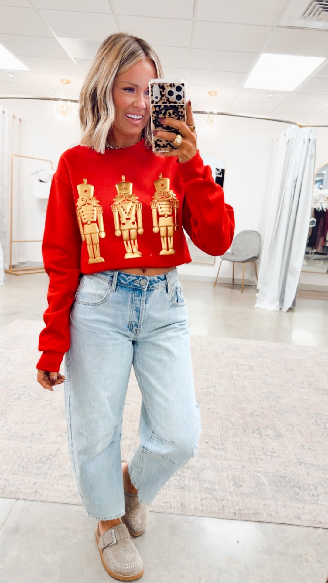 Nutcracker Metallic Puff Graphic Sweatshirt