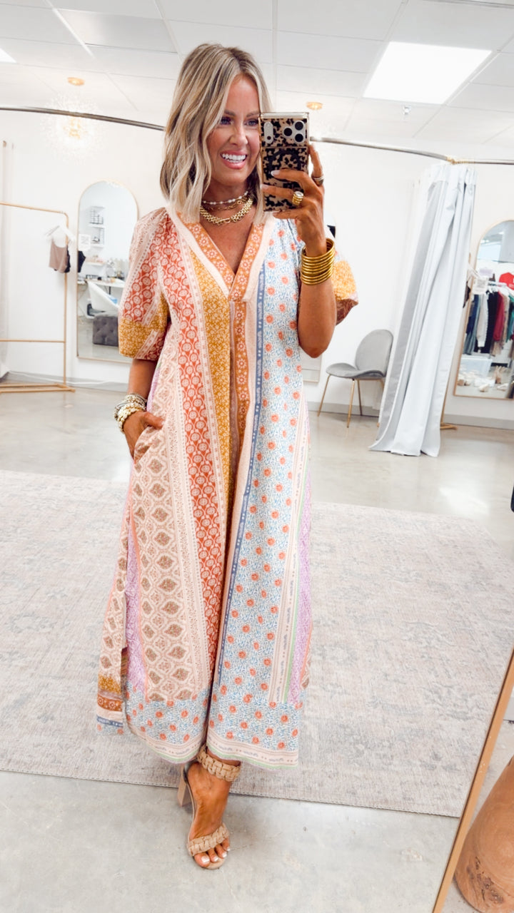The Paloma Patchwork Midi Dress