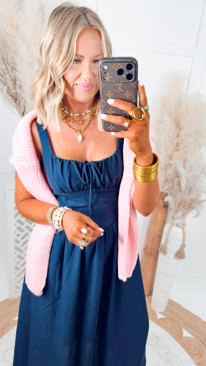 The Sailor’s Knot Midi Dress-Navy