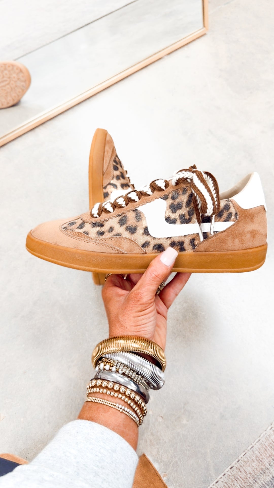 Destiny Lace Up Sneakers-Coffee Leopard