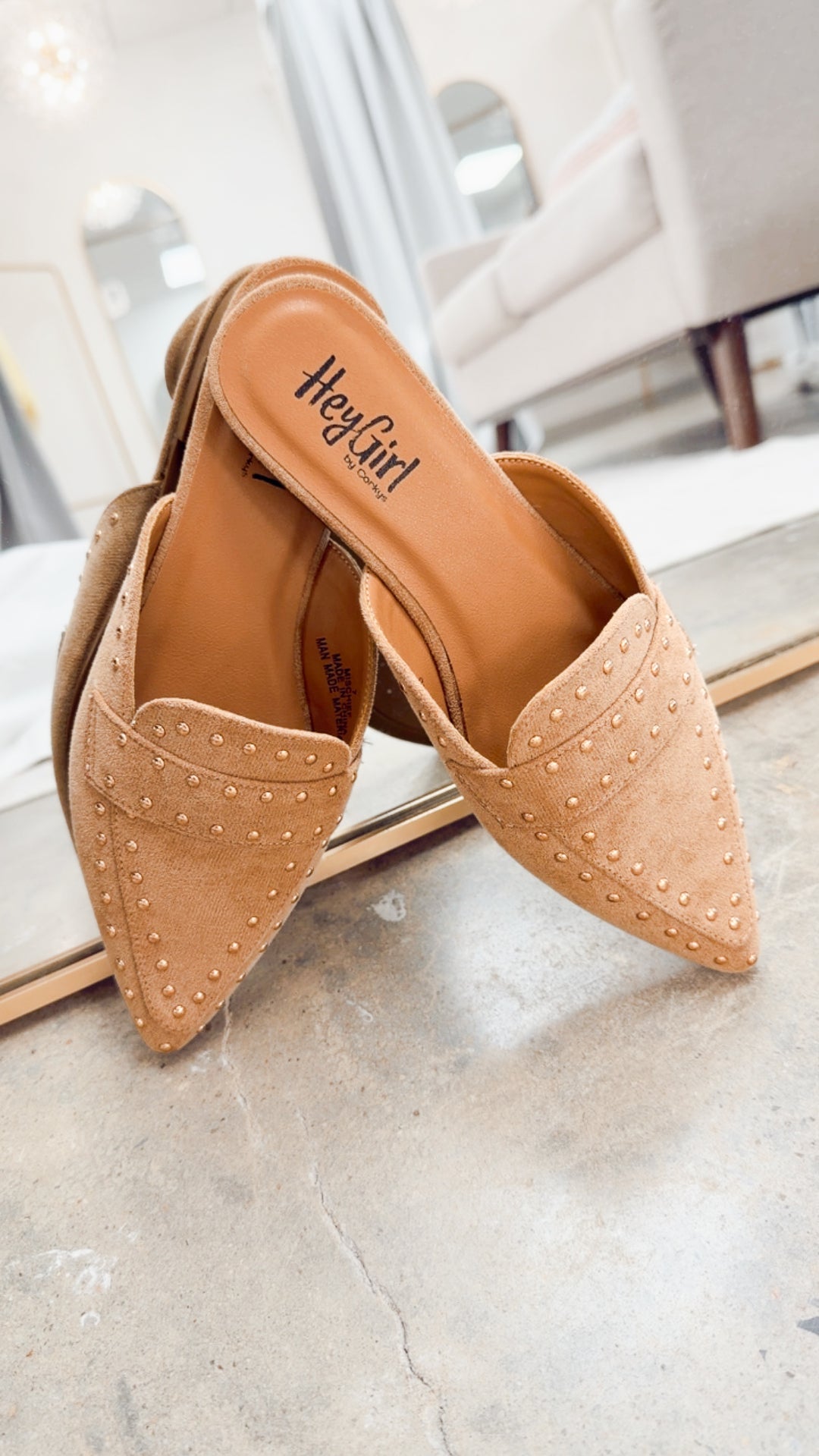 Corkys Mischief Mule Camel Faux Suede