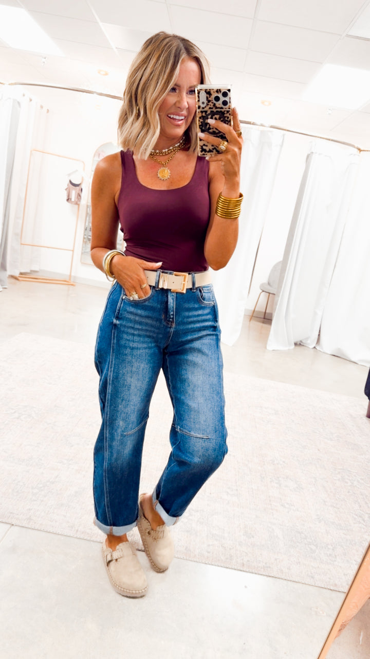 Rae Sleeveless Bodysuit-Cassis