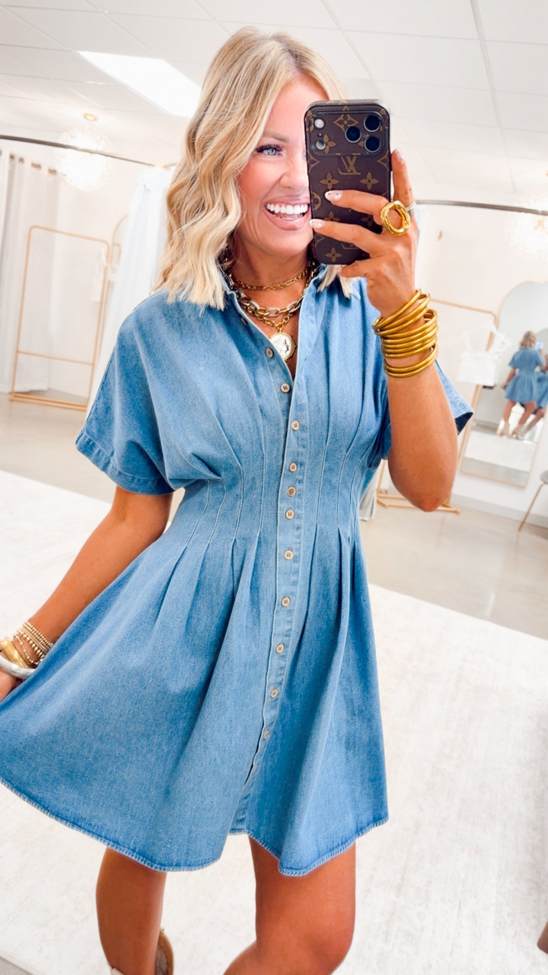 The Uptown Denim Mini Dress