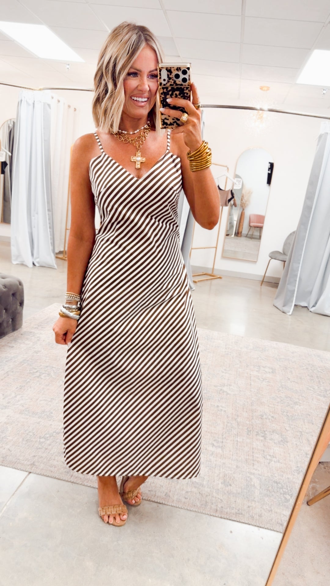 Capri Coastal Midi Dress- Brown