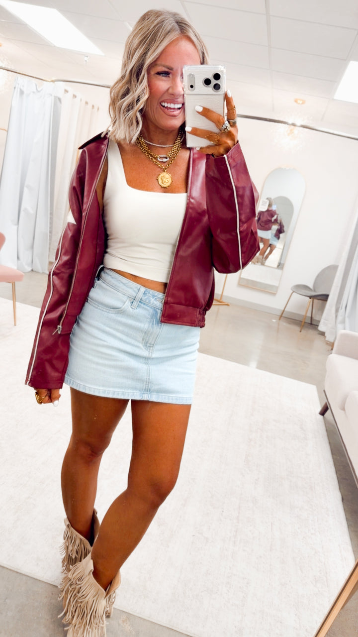Camila Faux Leather Racer Jacket