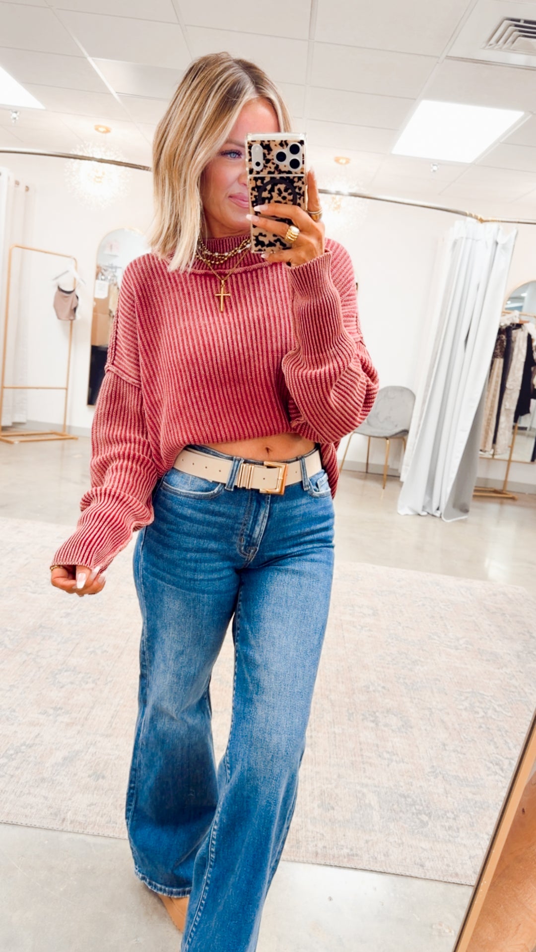 Breezy Cropped Sweater- Cabernet