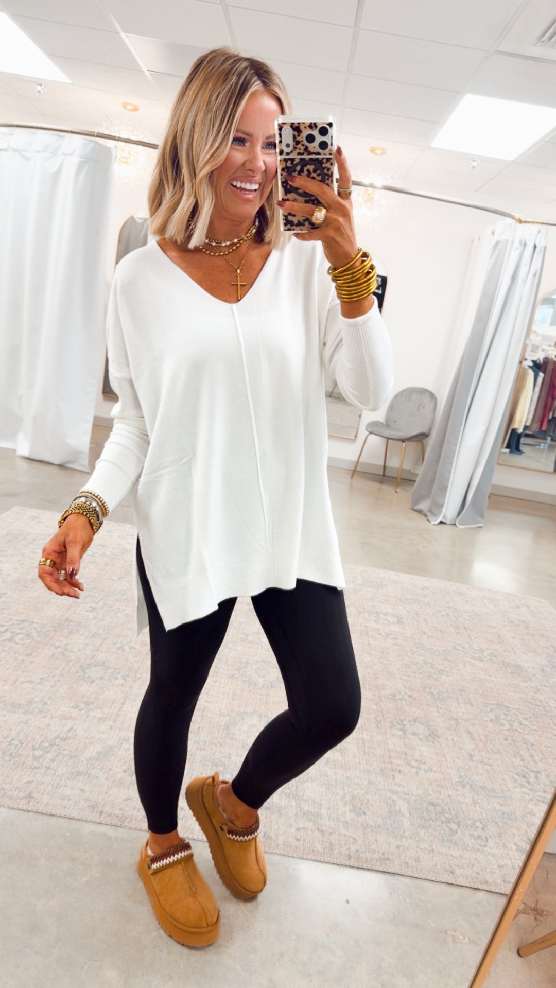 The Laramie Hi-Low Sweater-Ivory
