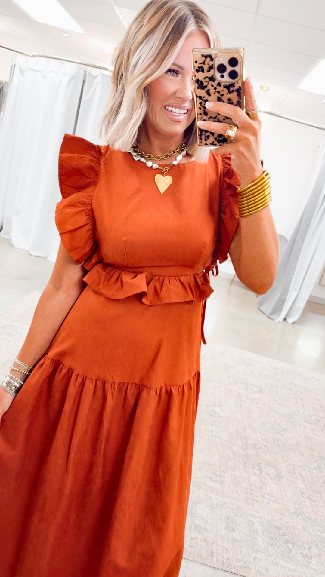 Vivienne Backless Dress-Rust