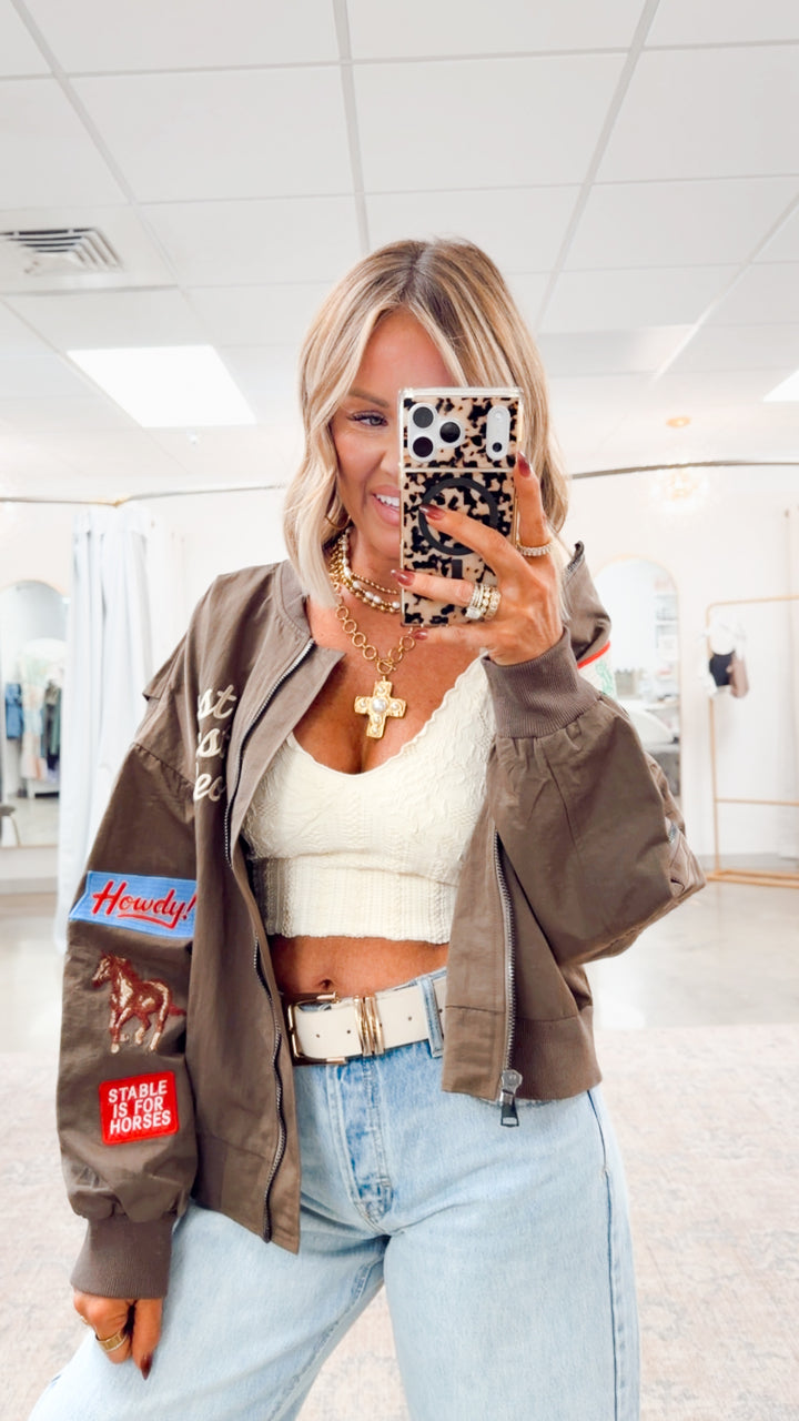 West League Bomber Jacket-Mocha Mousse