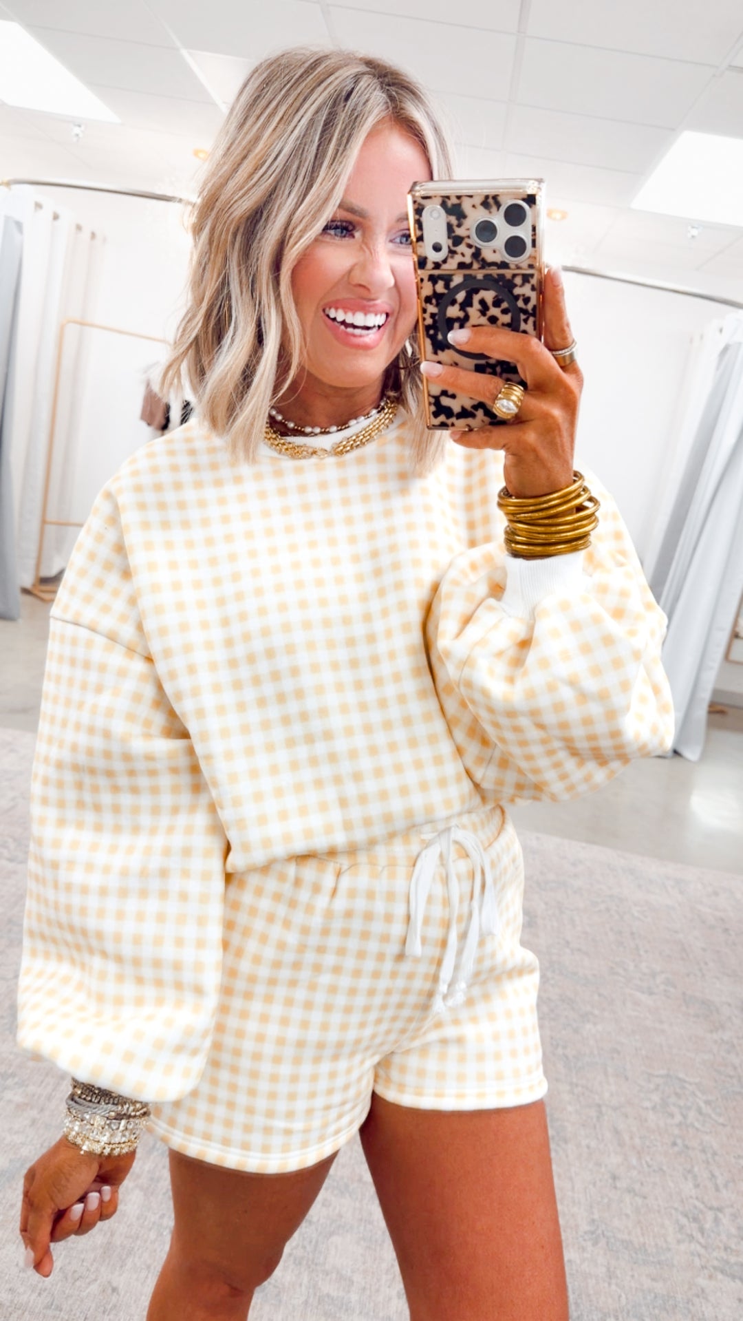 Gingham Lounge Set-Yellow