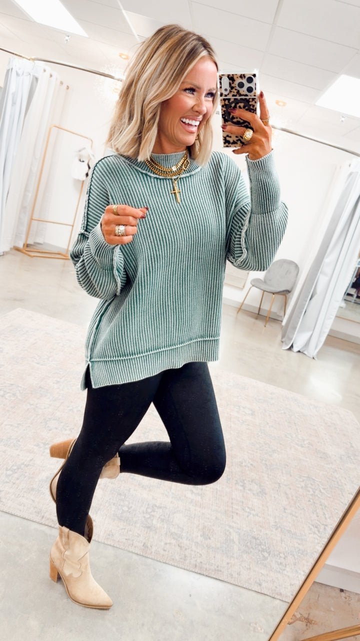 Breezy Cropped Sweater-Hunter Green