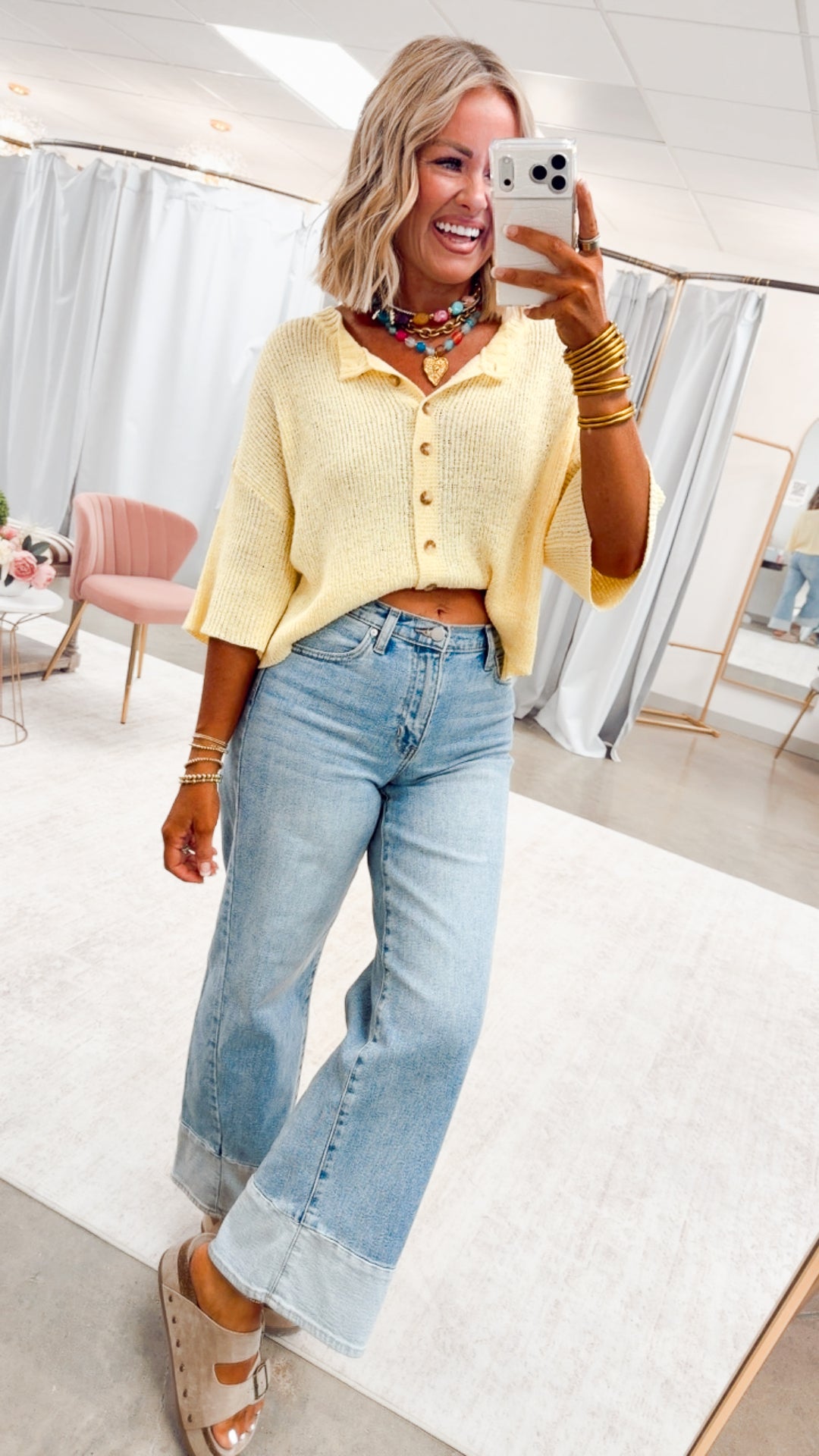 The Brandi Button Down Cardigan-Yellow