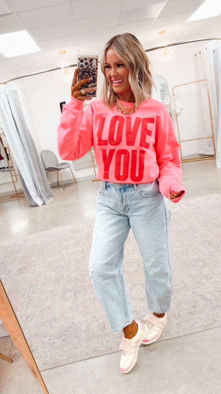 Pink Love You Puff Sweatshirt