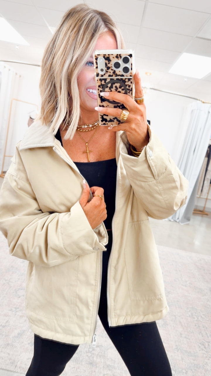 Fern Puffer Barn Jacket-Beige