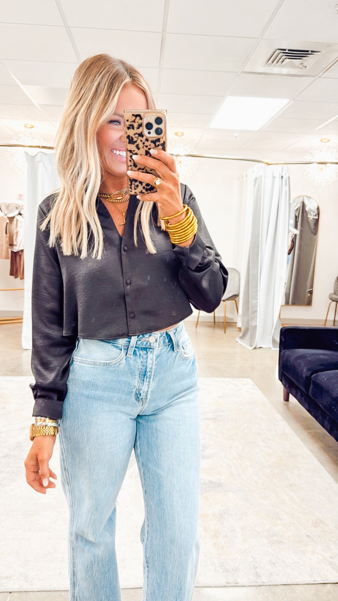 The Satin Button-Down Crop