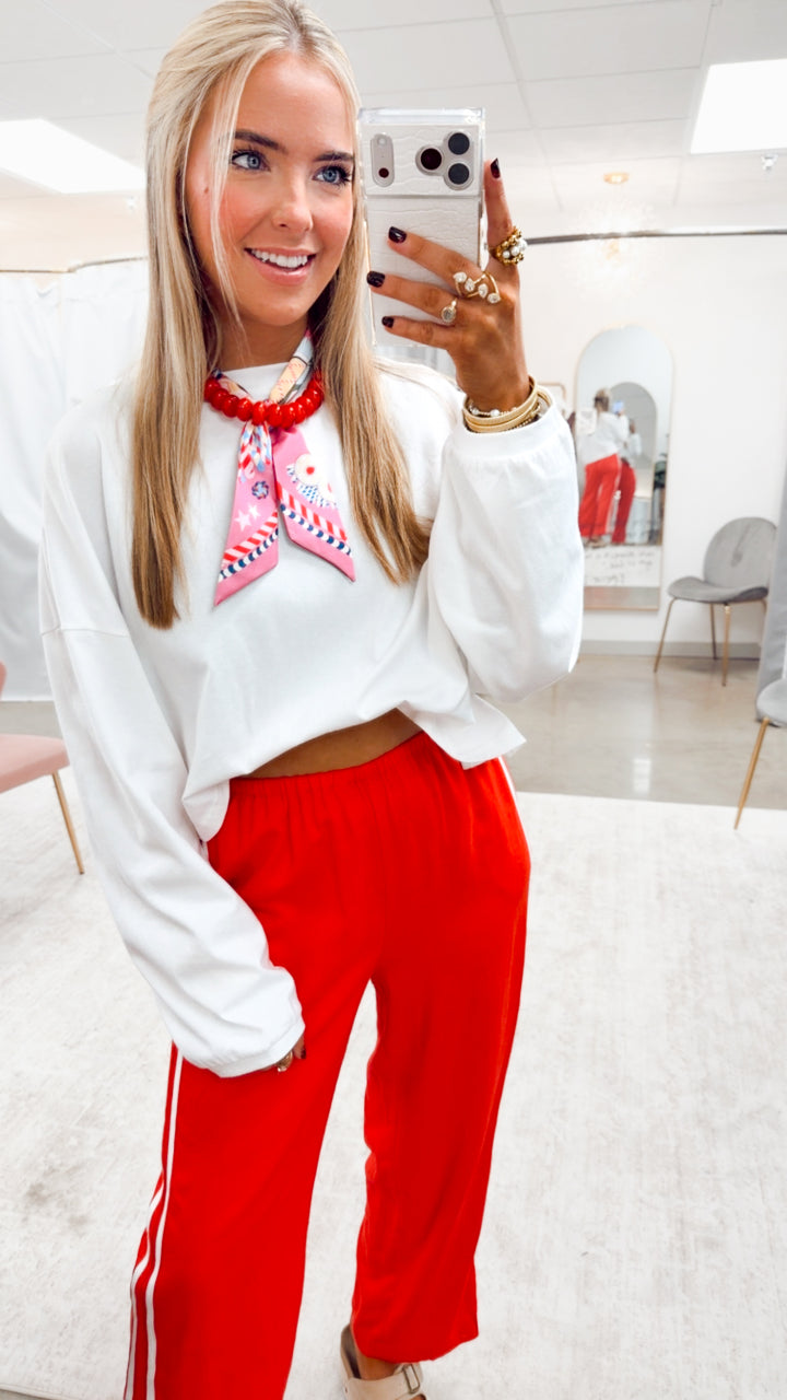 The Gigi Stripe Pants-Red/White