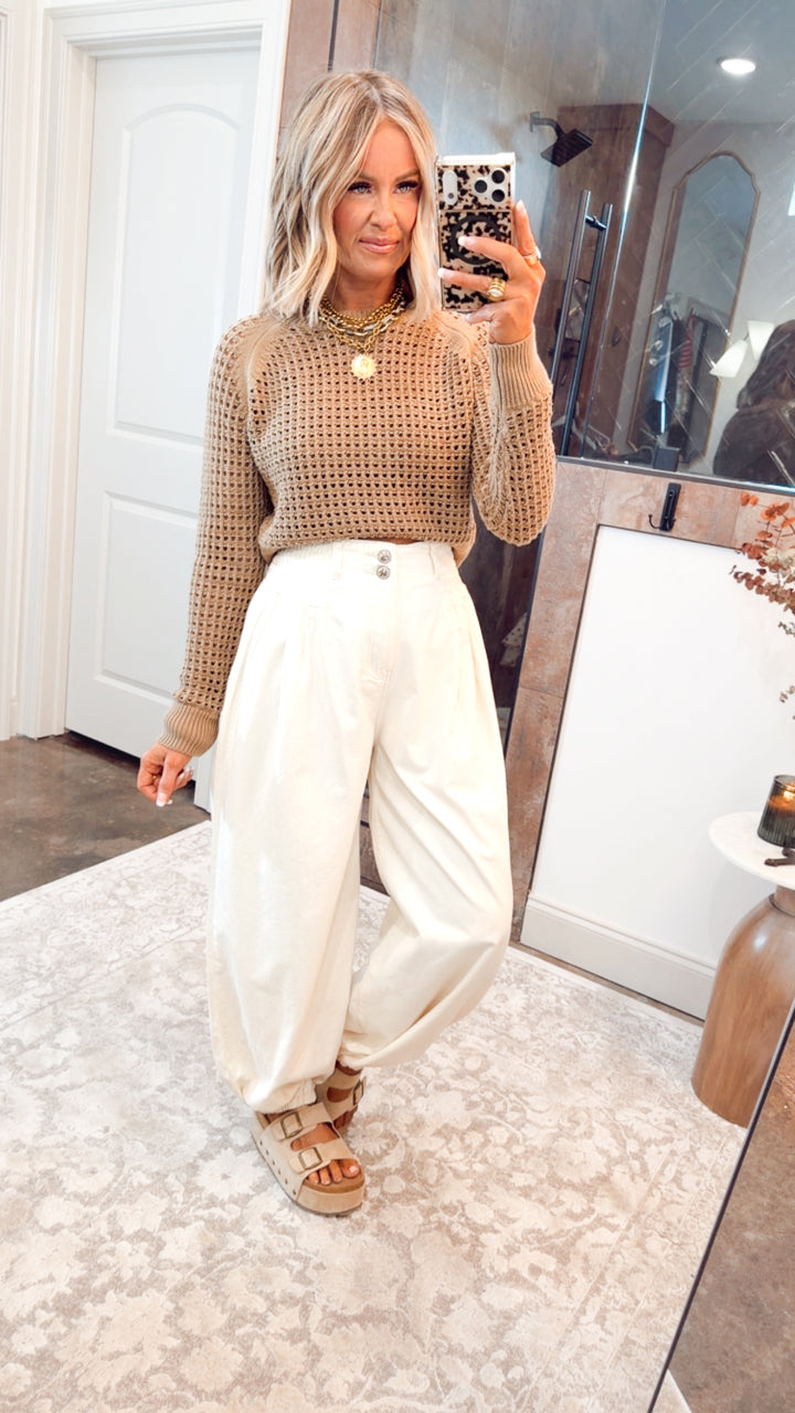 Ledger Crew Neck Sweater-Taupe