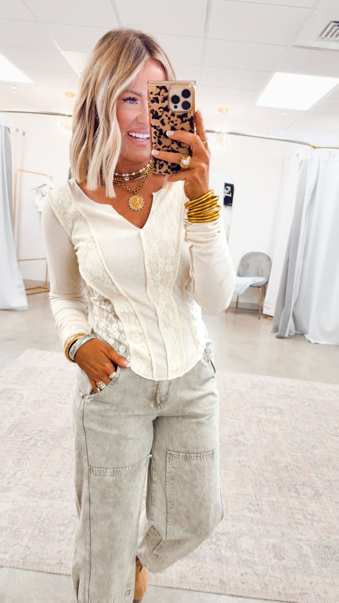 Olive Grove Mineral Wash Barrel Jeans