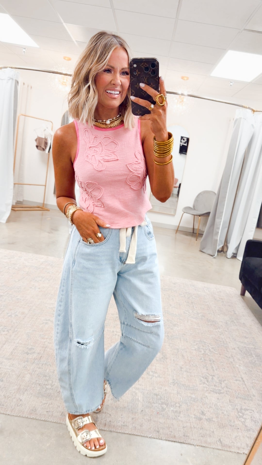 Sweet Stitch Tank-Soft Pink