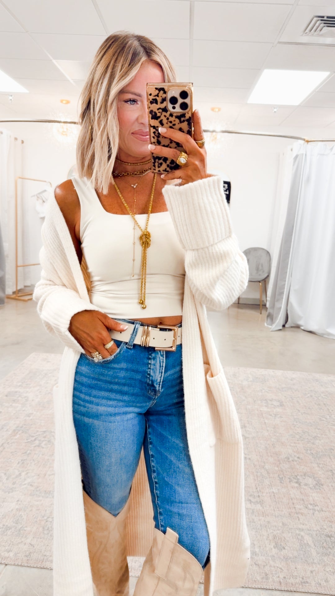 Ashby Longline Cardigan-Ecru