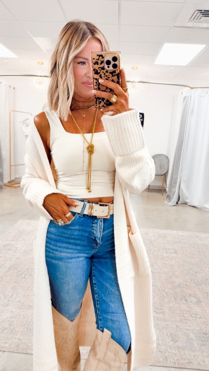 Ashby Longline Cardigan-Ecru