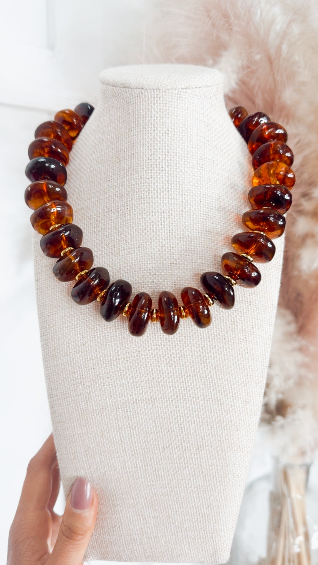 The Randi Chunky Beaded Necklace-Tortoise