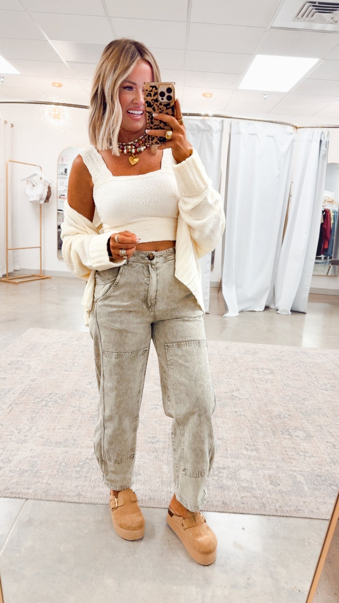 Olive Grove Mineral Wash Barrel Jeans