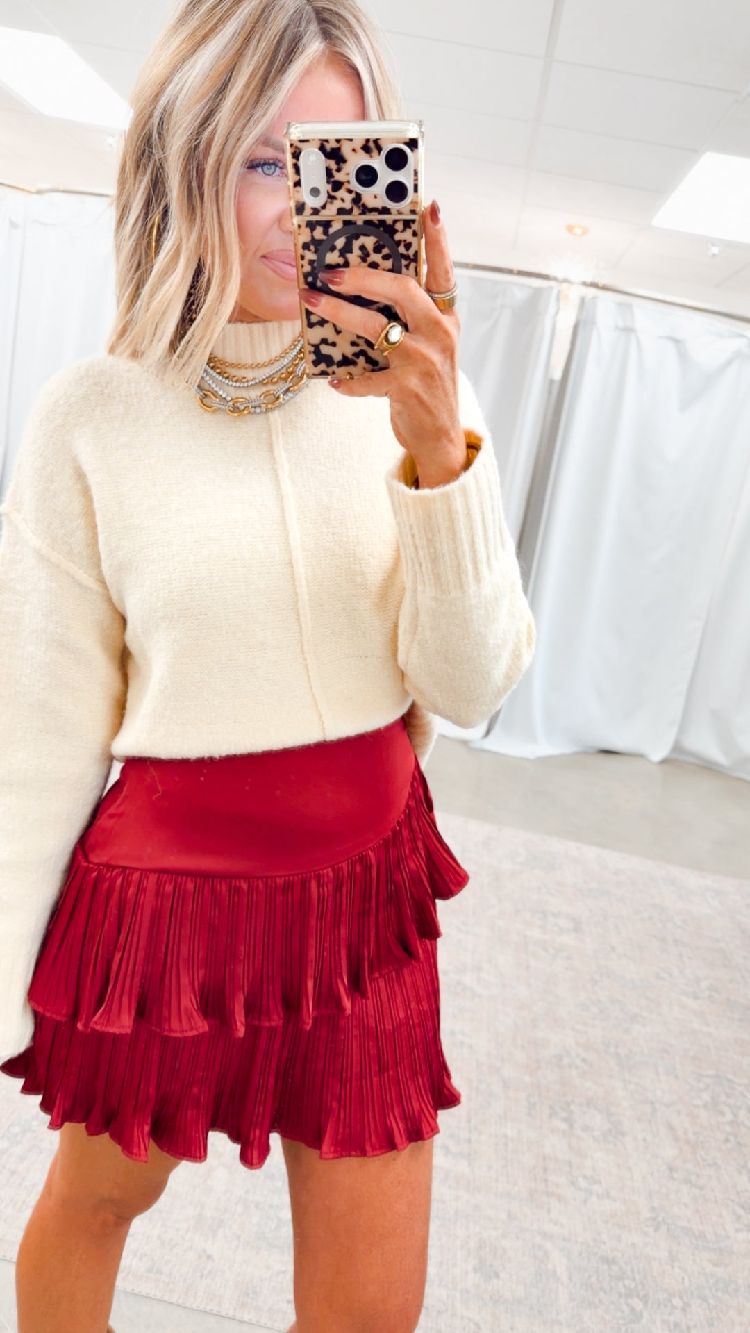 Juliette Ruffle Skirt-Wine