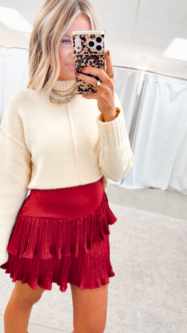 Juliette Ruffle Skirt-Wine