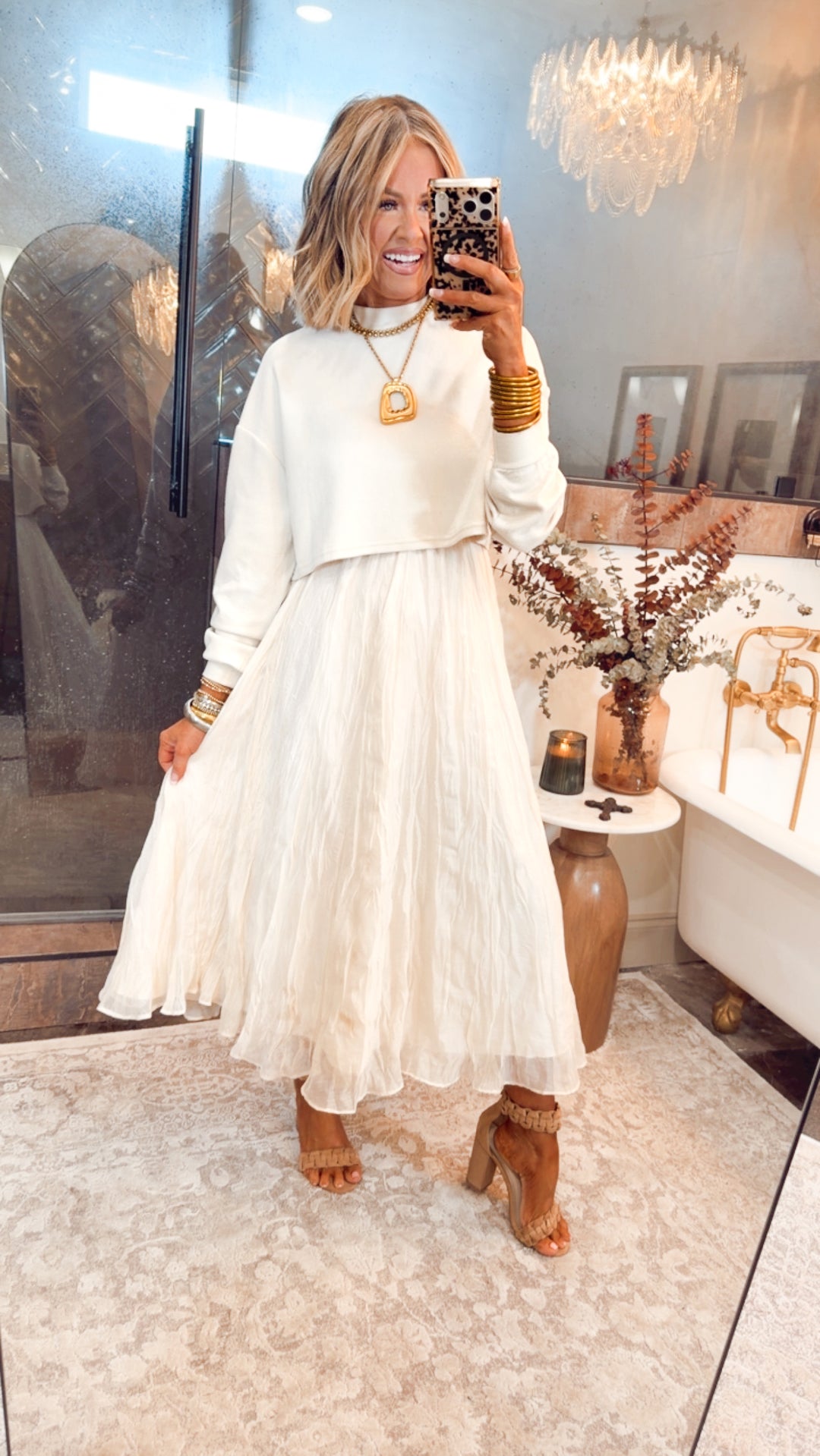 Millie Midi Skirt-Pearl