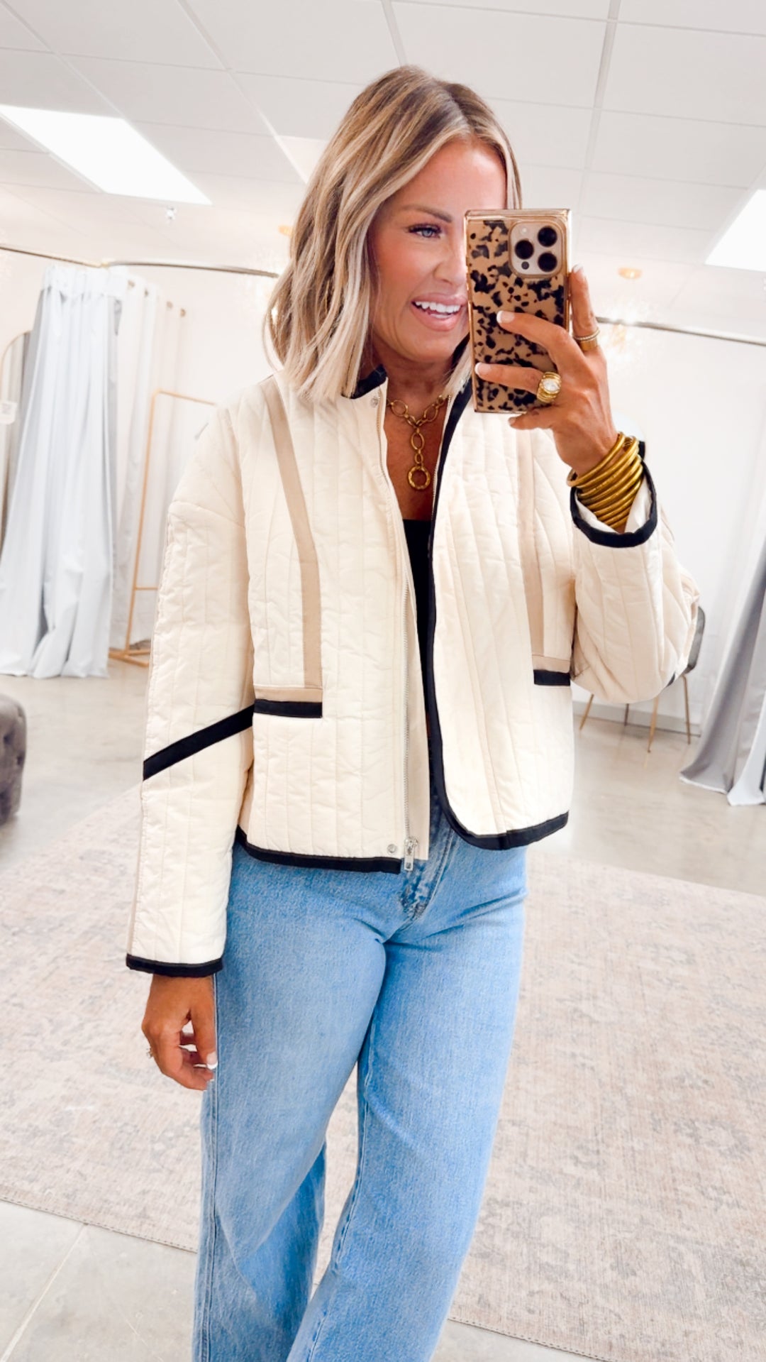 Color Block Quilted Jacket