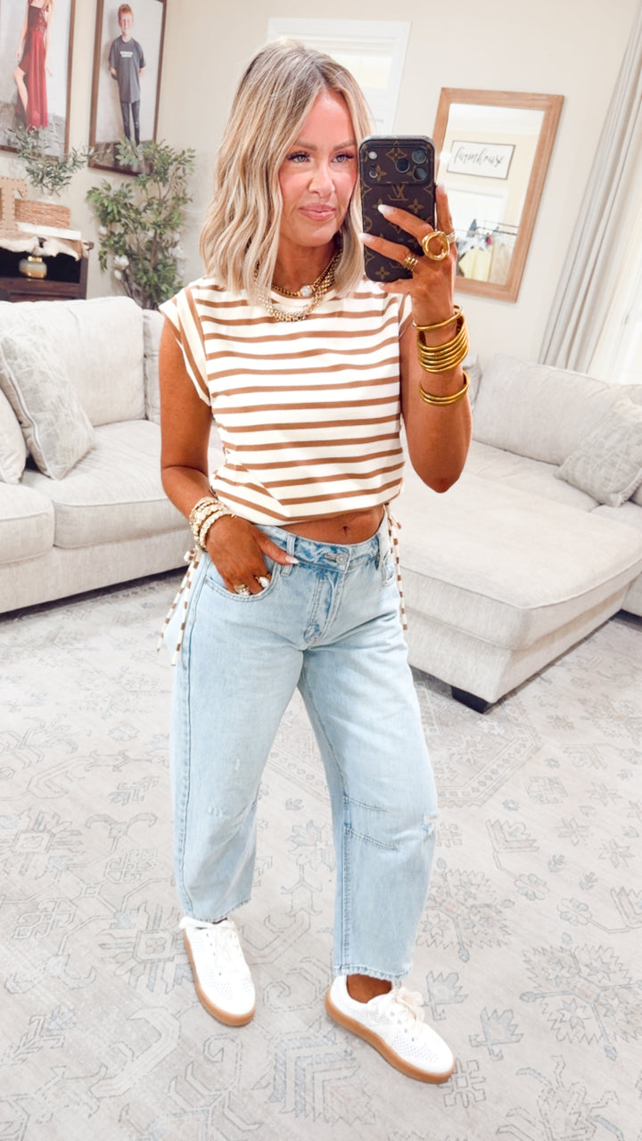 The Shoreline Stripe Top-Clay