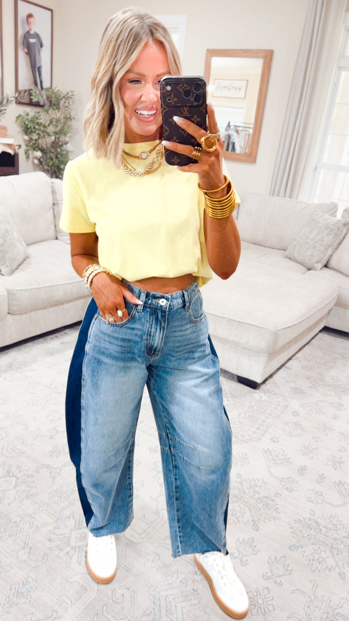 Classic Relaxed Crop Tee-Lemon